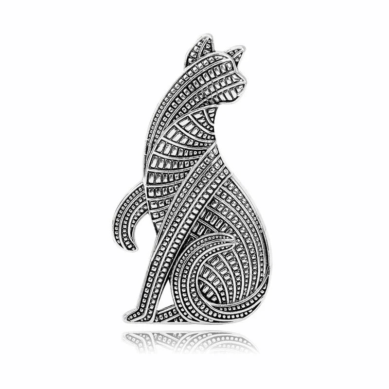 Cat Profile Brooch - Silver