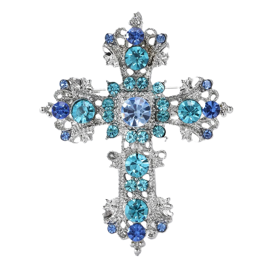 "My Faith Looks Up To Thee" Brooch - Blue