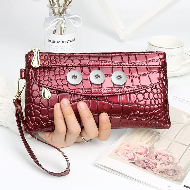 Soft Leather 3 Snap Wallet - Cranberry