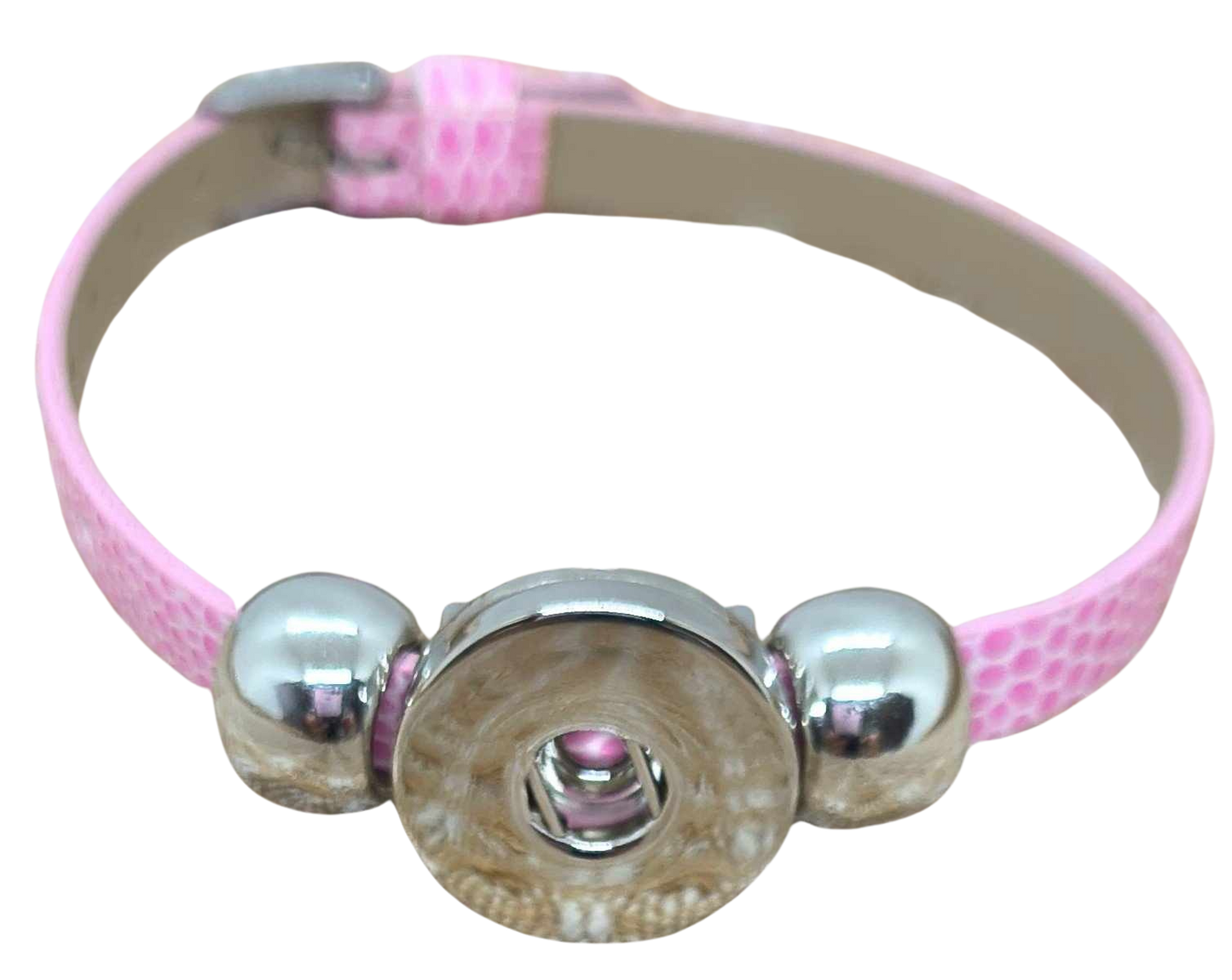 Faux Leather Strap Bracelet - Pink
