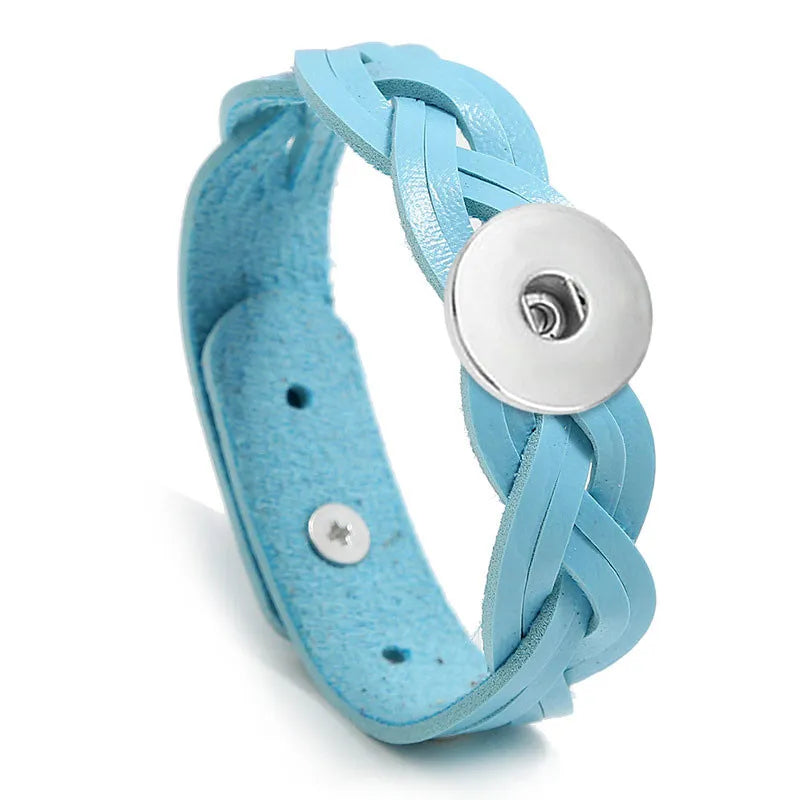 "Heather" Braided Leather Bracelet - Blue