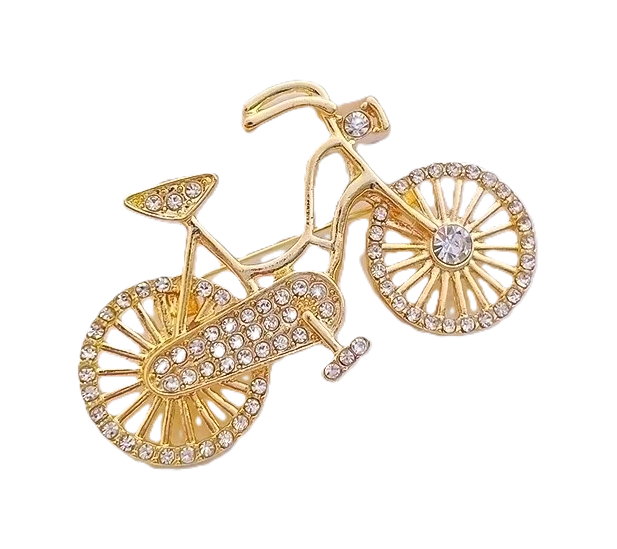 Bling Bicycle Brooch - Gold