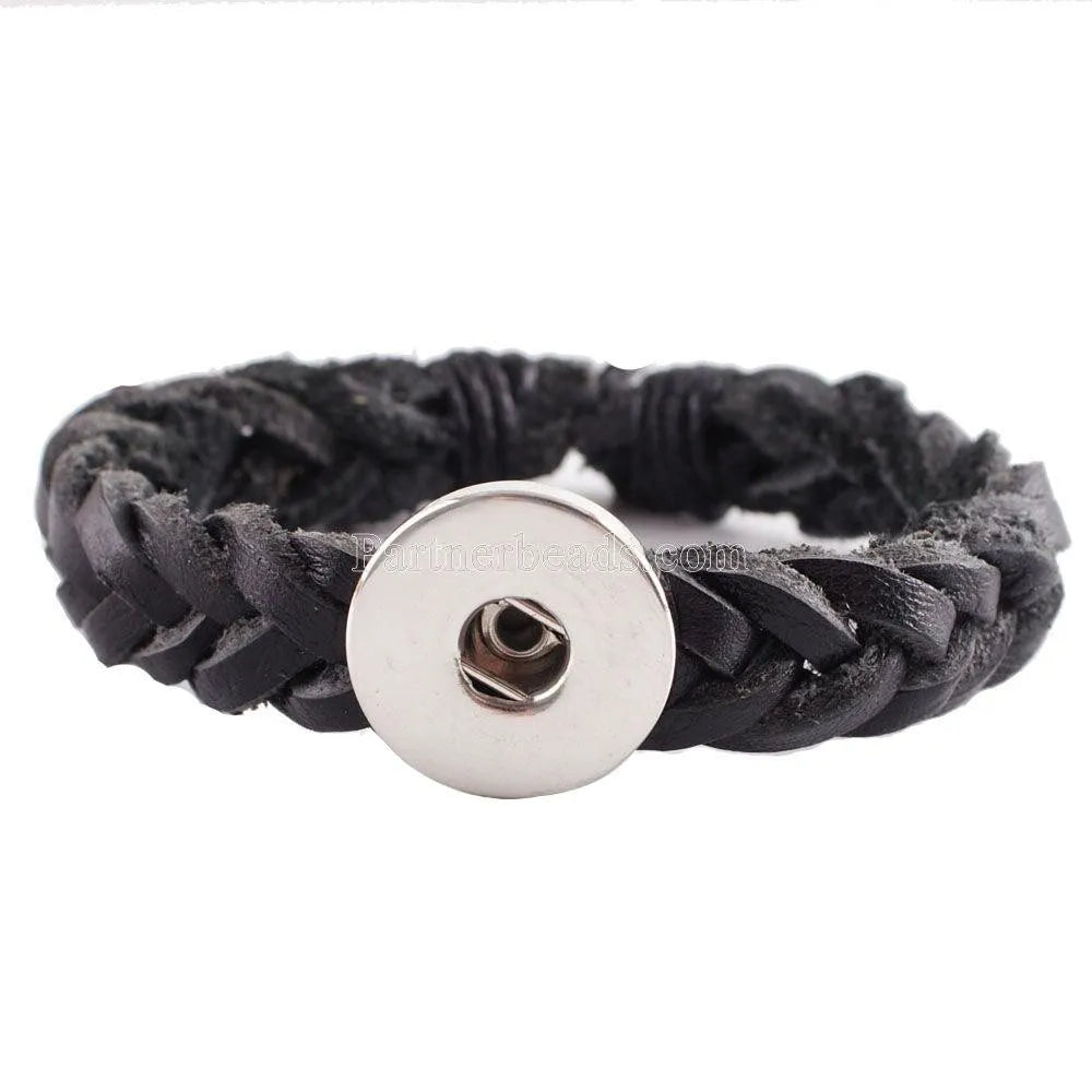 Braided Leather Bracelet - Black
