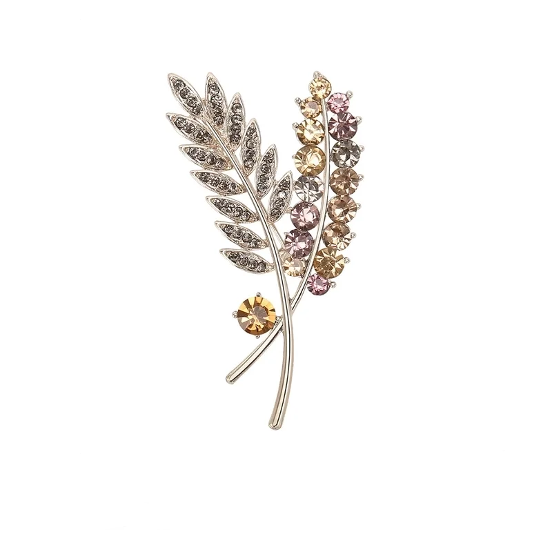 Fall Feathers Brooch - Amber/Silver