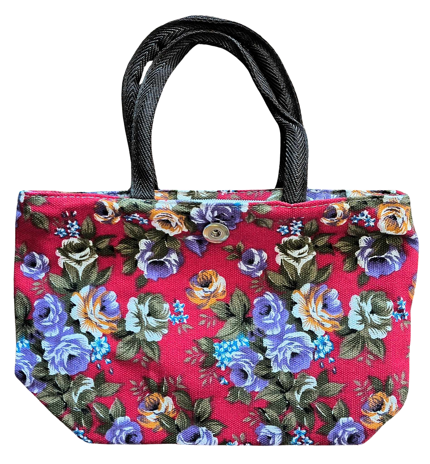 Rose Print Tote Bag - Red