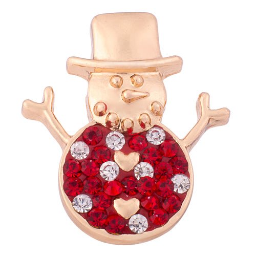 Red Rhinestone Gold Tone Snowman