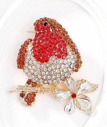 Red Breasted Bird Brooch