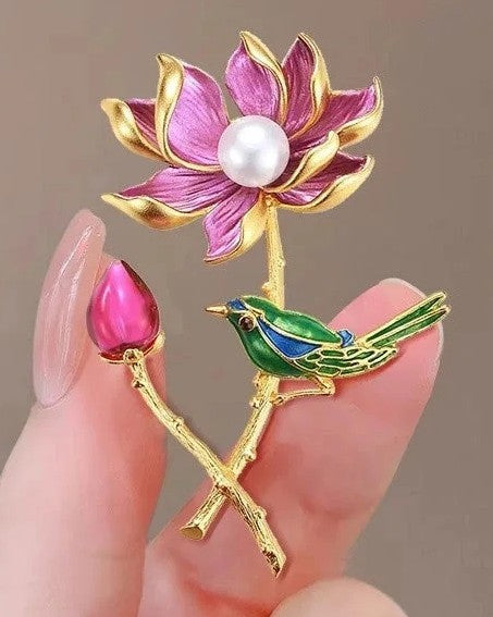 Bird & Blossoms Brooch