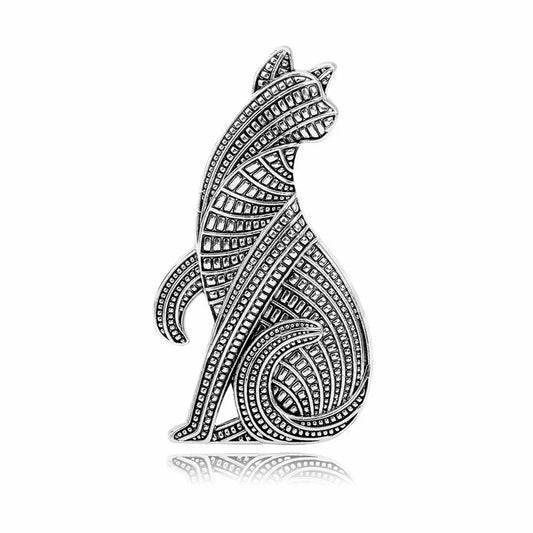 Cat Profile Brooch - Silver