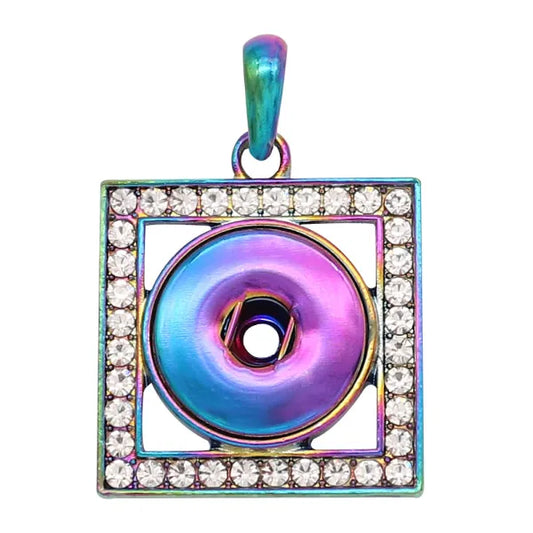 Stylish Square Pendant - Rainbow Metal