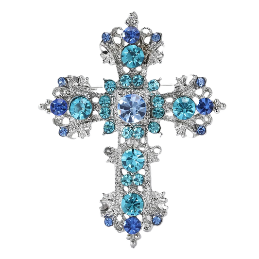 "My Faith Looks Up To Thee" Brooch - Blue