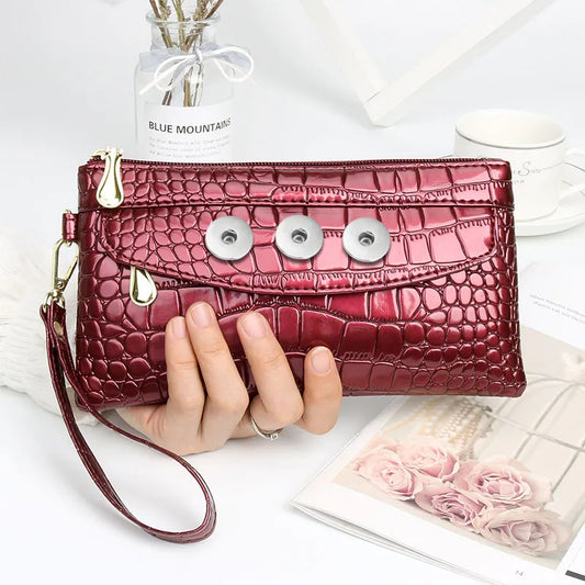 Soft Leather 3 Snap Wallet - Cranberry