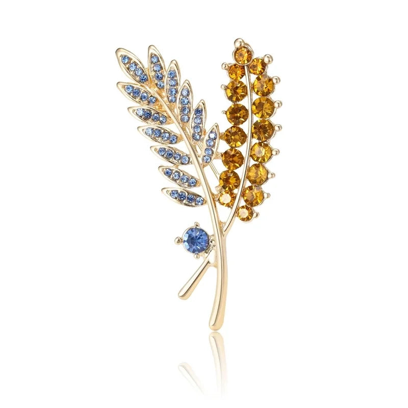 Fall Feathers Brooch - Amber/Blue