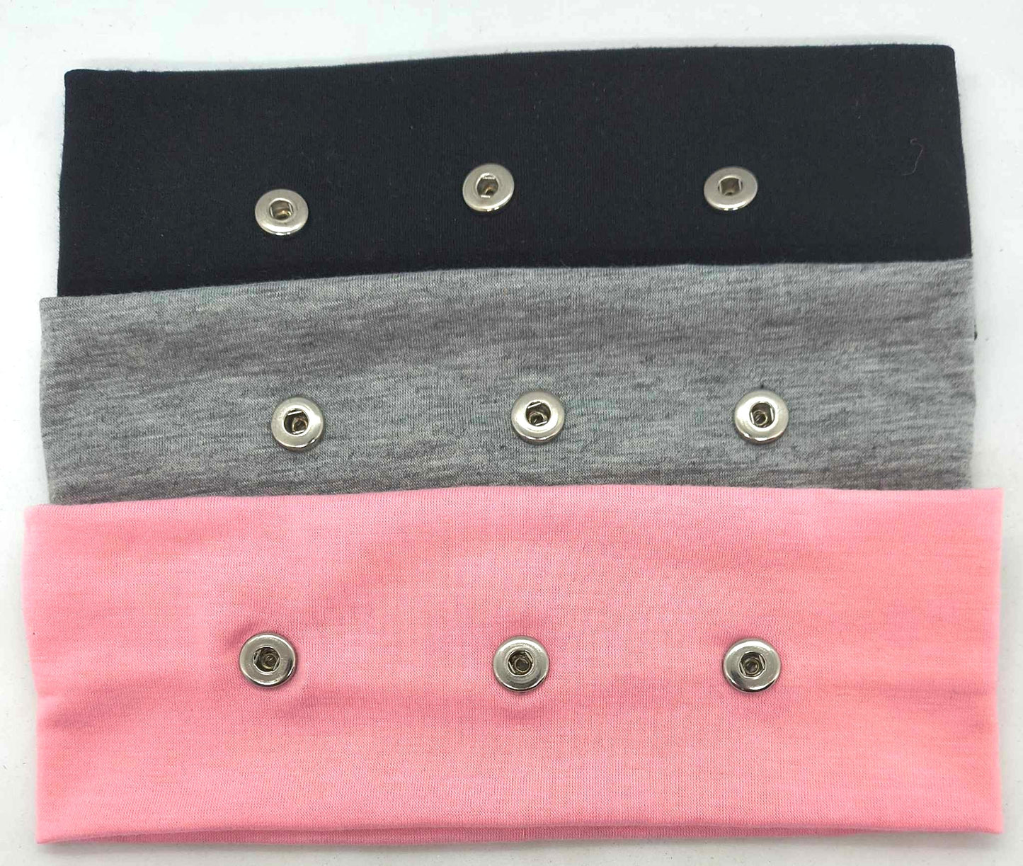 Pink Stretchy 3- Snap Headband (12mm)