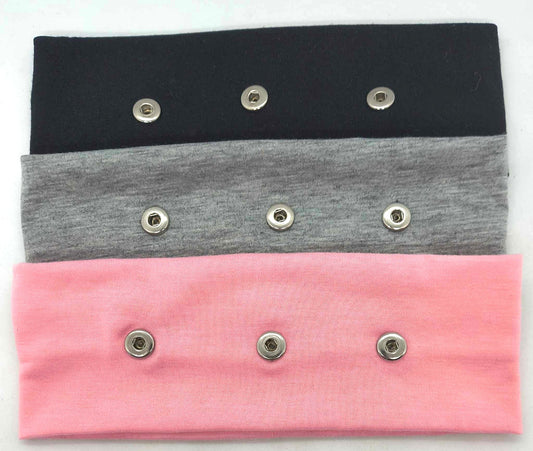 Pink Stretchy 3- Snap Headband (12mm)