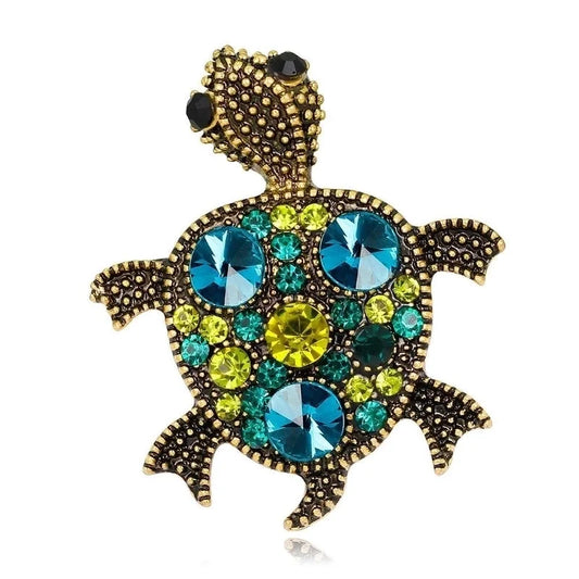 Teal Turtle Brooch