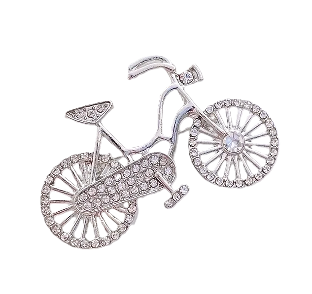 Bling Bicycle Brooch - Silver