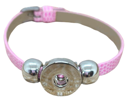 Faux Leather Strap Bracelet - Pink