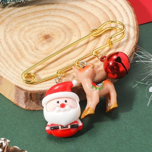 Safety Pin Santa Brooch