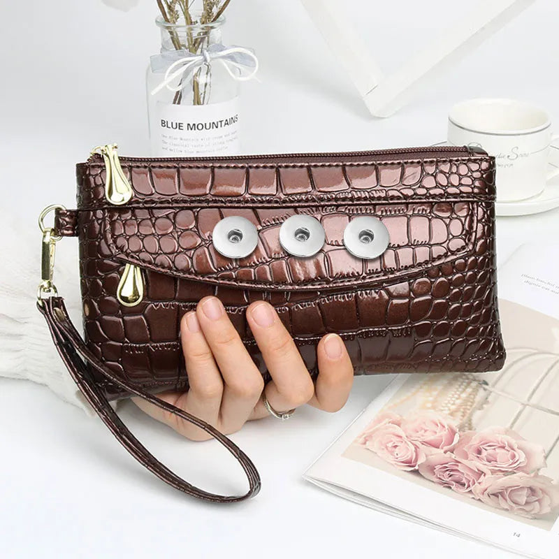 Soft Leather 3 Snap Wallet - Brown