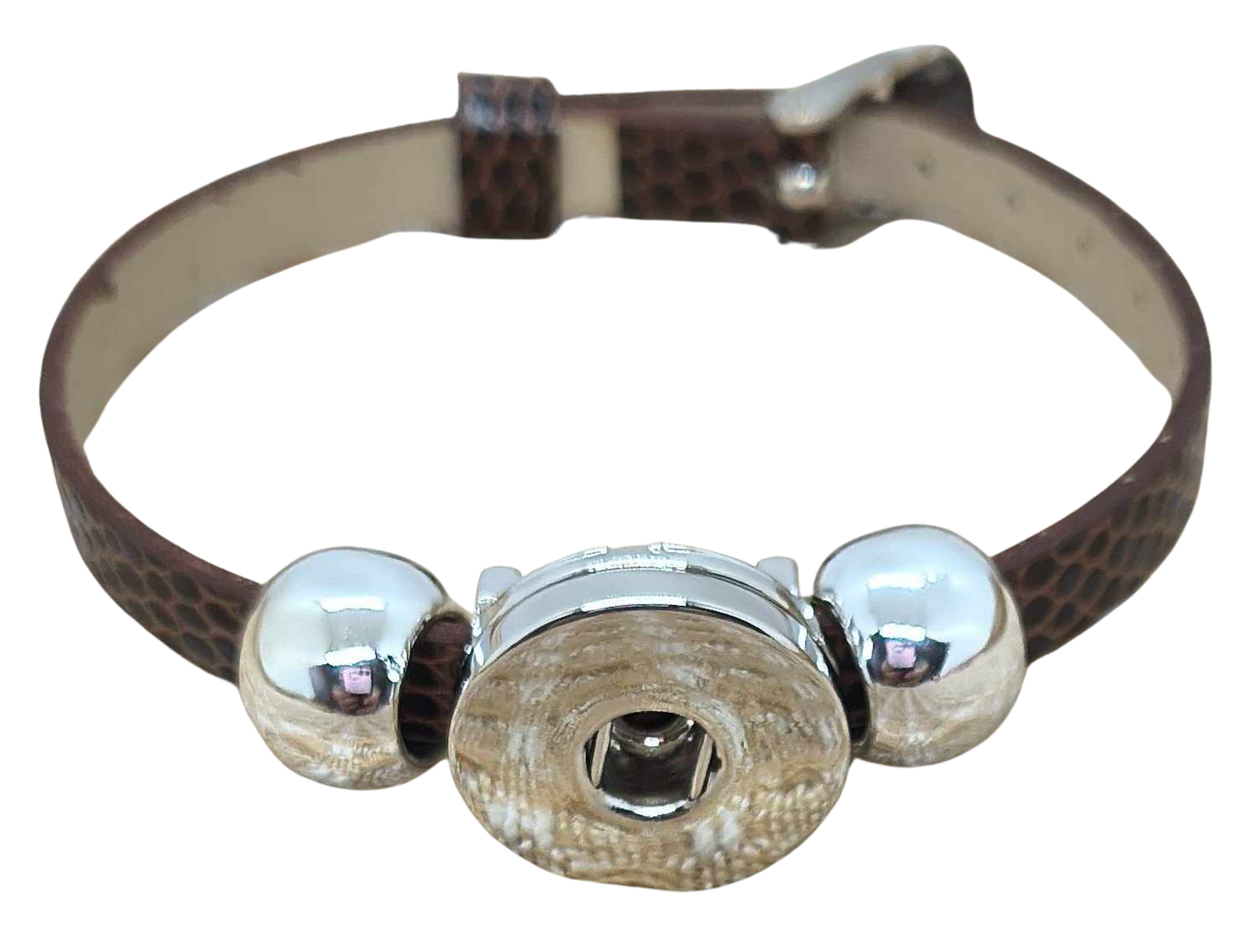 Faux Leather Strap Bracelet - Brown