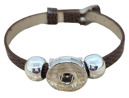 Faux Leather Strap Bracelet - Brown