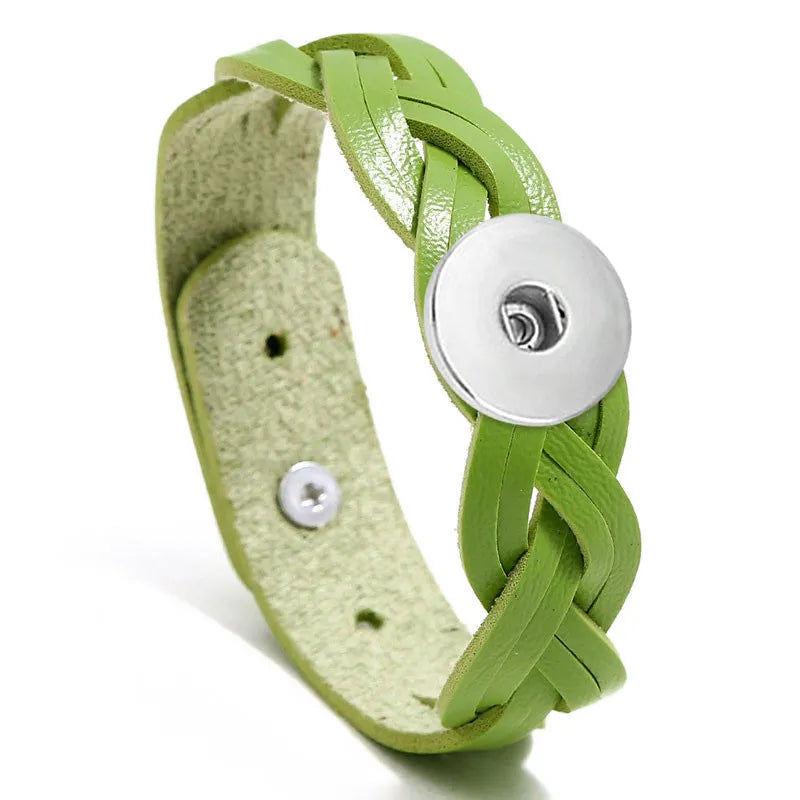 "Heather" Braided Leather Bracelet - Green
