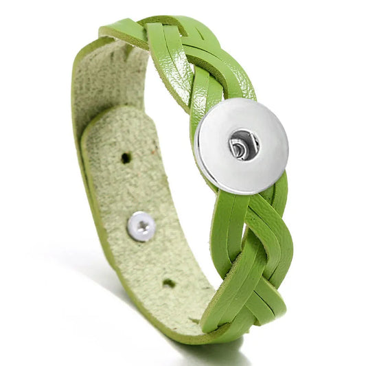 "Heather" Braided Leather Bracelet - Green