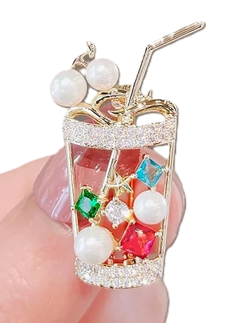 Fancy Drink With Straw Brooch