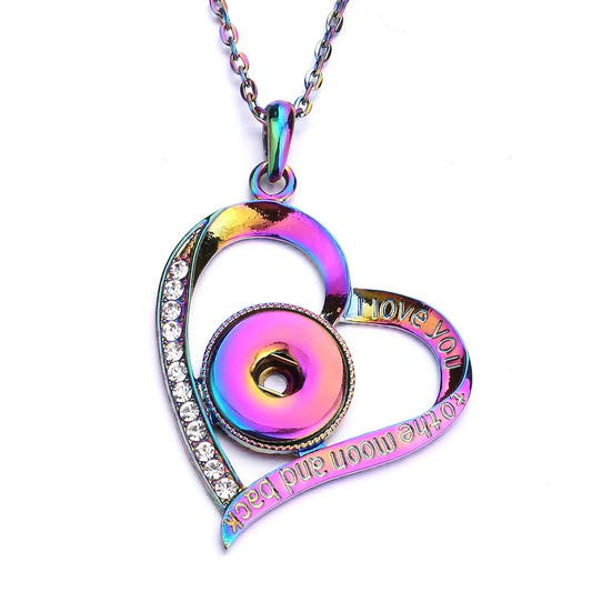I Love You To The Moon & Back Necklace - Rainbow Metal