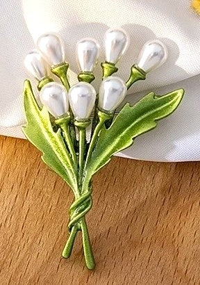 Faux Pearl Bouquet Brooch