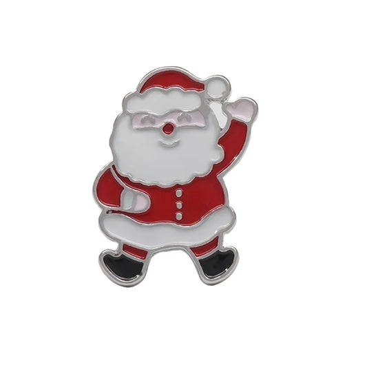 Enameled Waving Santa Brooch