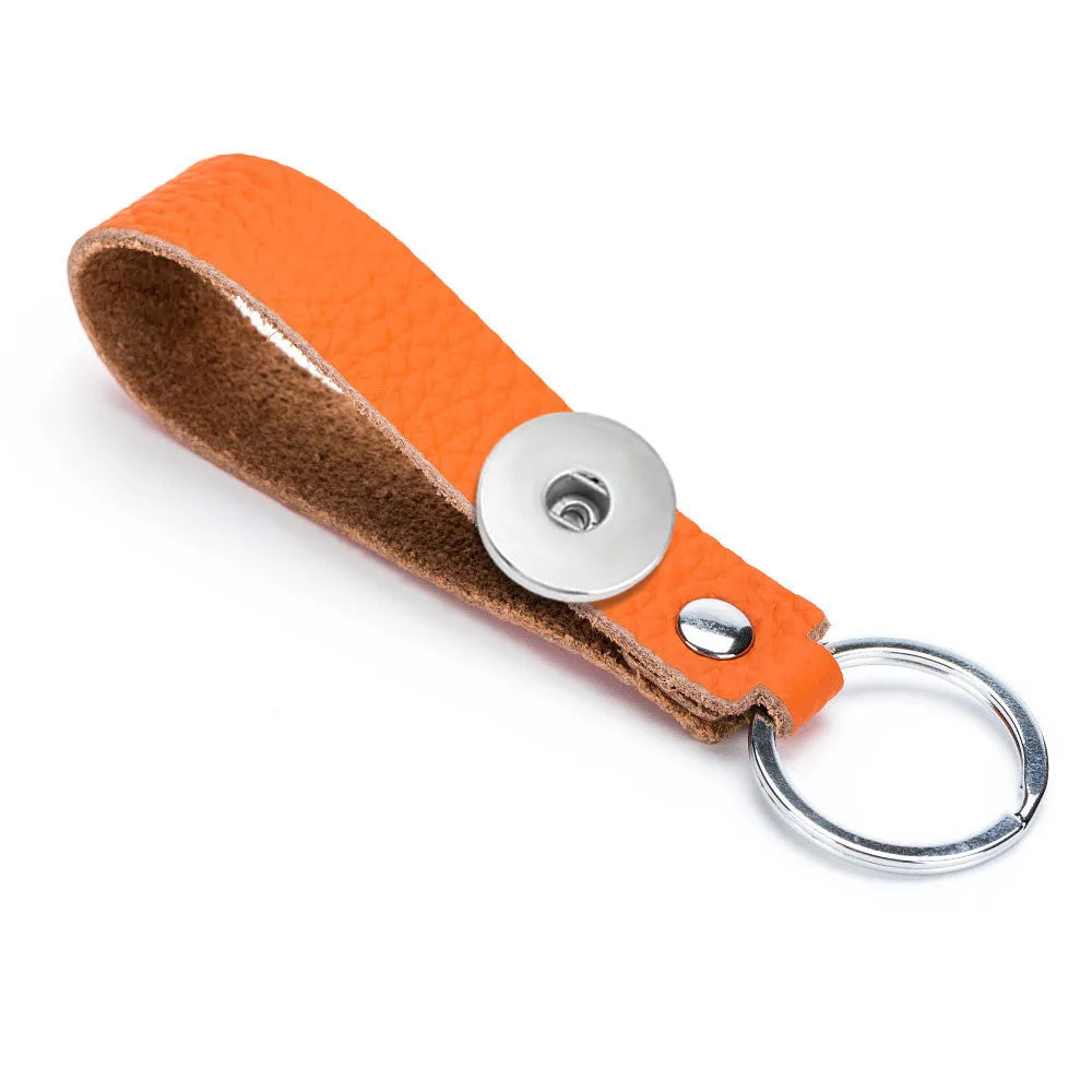 Leather Keychain - Orange