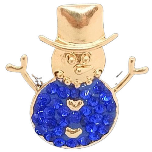 Blue Rhinestone Goldtone Snowman