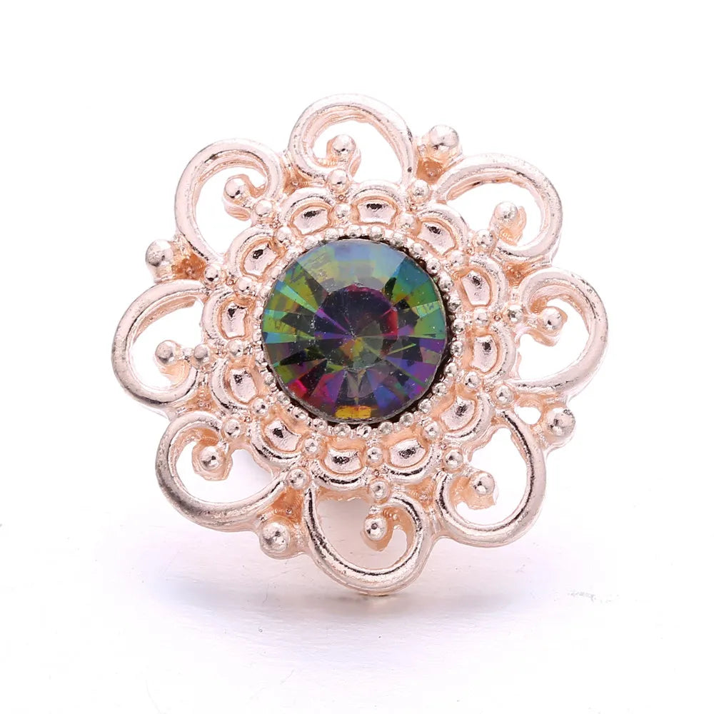 Sparkling Flower - Green - Rose Gold