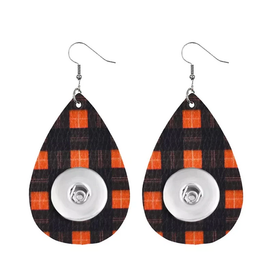 Black/Orange Checkered Earrings