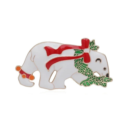 Enameled Polar Bear Brooch