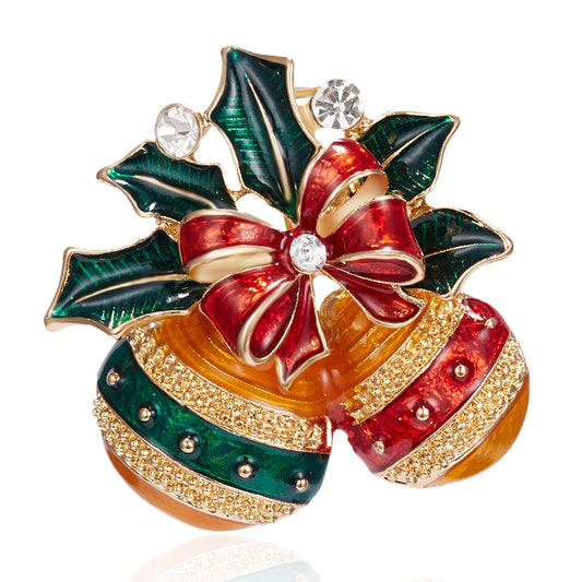 Golden Christmas Ornaments Brooch
