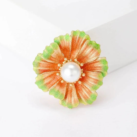 Blossom - Orange/Green Brooch