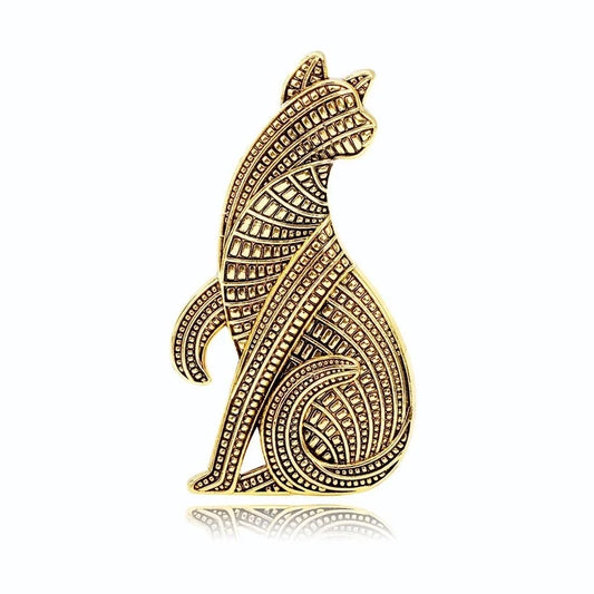Cat Profile Brooch - Gold