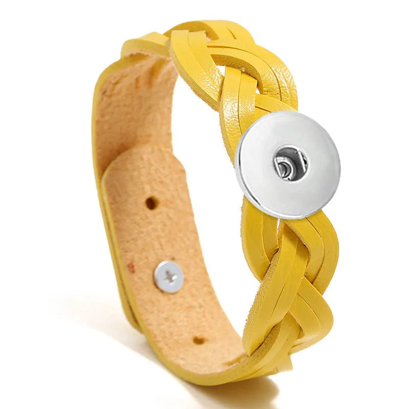 "Heather" Braided Leather Bracelet - Mustard