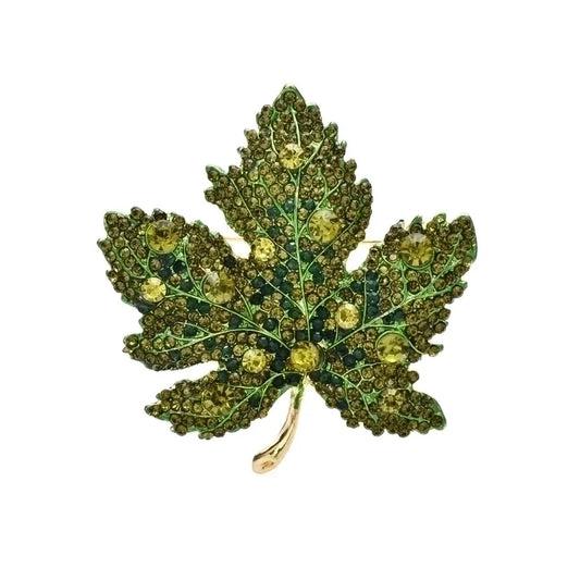 Dazzling Leaf Brooch - Green
