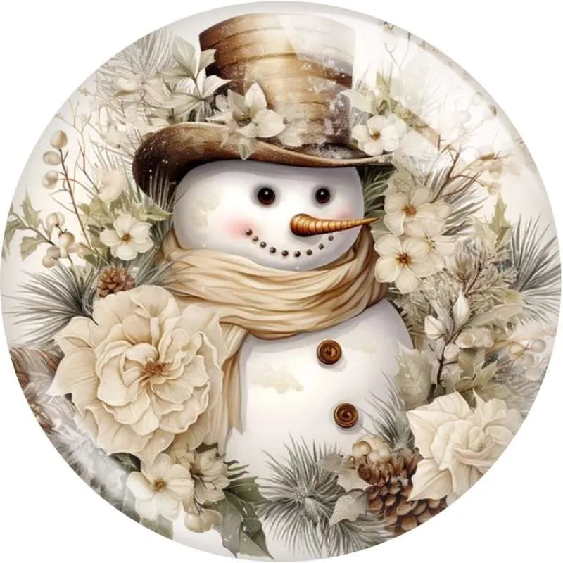 Snowman With Beige Roses
