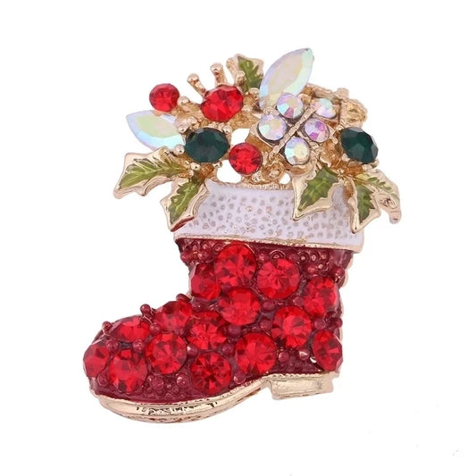 Decorated Christmas Stocking Brooch