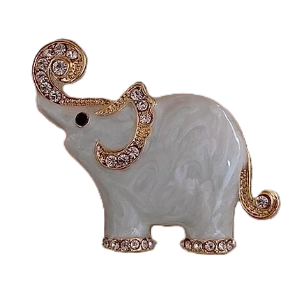 Enameled Elephant Brooch