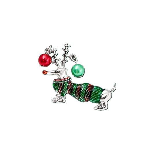 Decked Out Dachshund Brooch (Silver)
