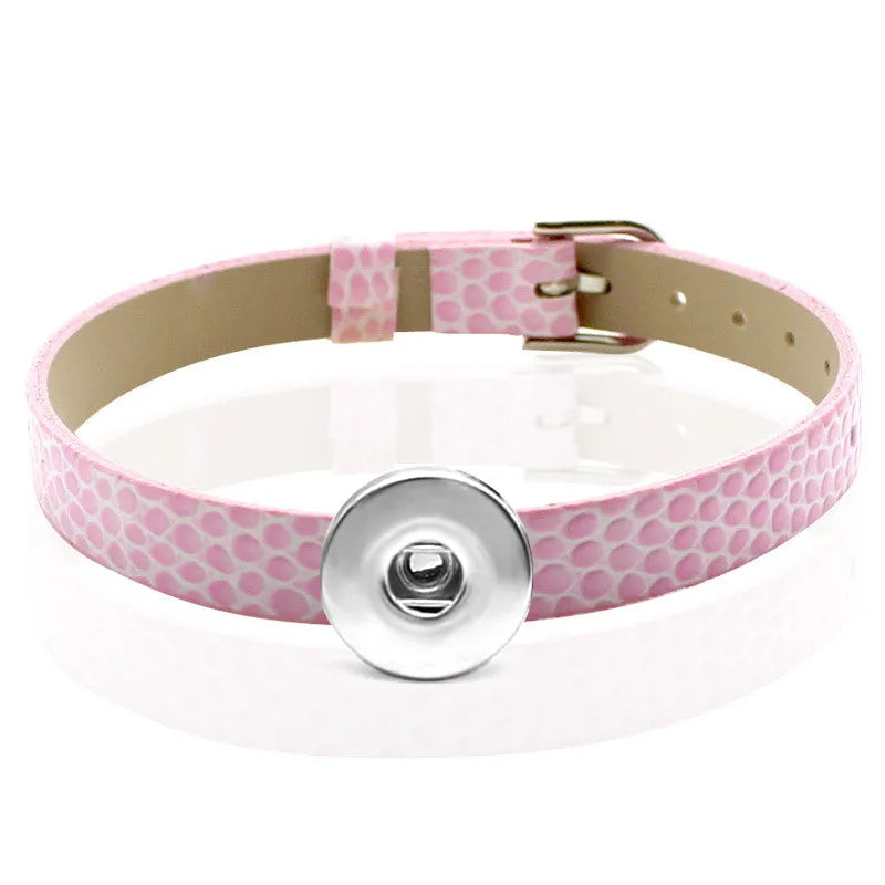 Faux Leather Strap Bracelet - Pink