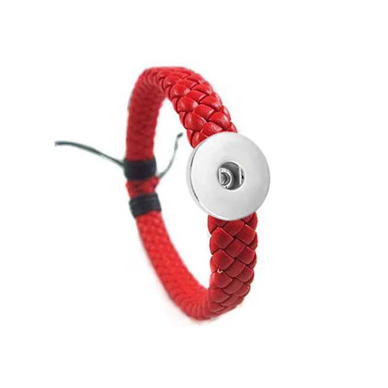 Braided Leather Bracelet - Red